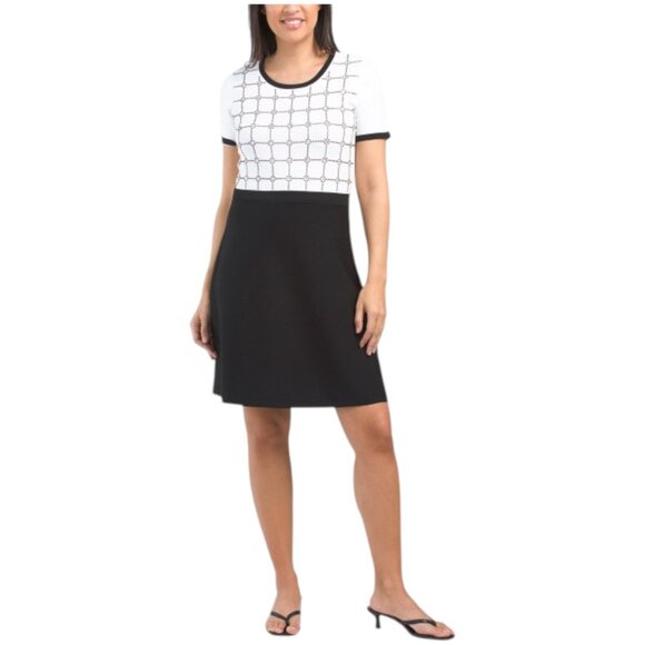 KARL LAGERFELD Embellished Knit A-line Mini Dress - Picture 1 of 2